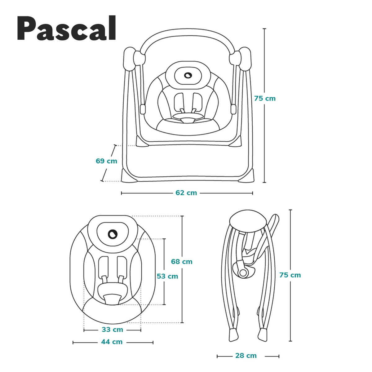 Lionelo Pascal vibrating baby swing-chair with melodies and play carousel, Grey Dove