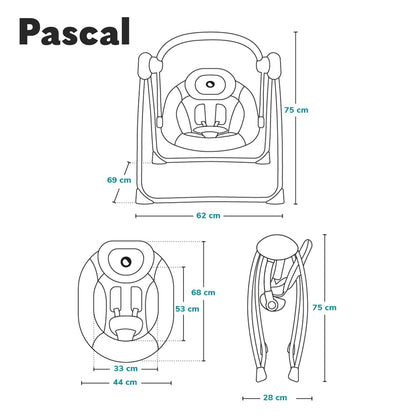 Lionelo Pascal vibrating baby swing-chair with melodies and play carousel, Grey Dove