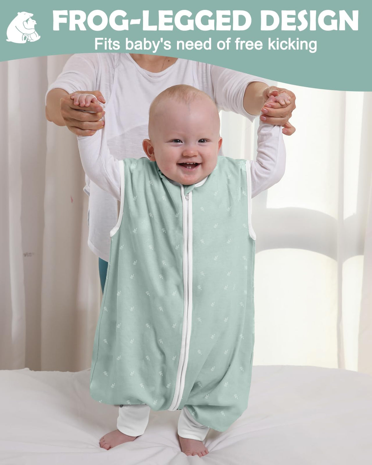 Lictin summer baby sleeping bag with legs, 0.5 TOG, 100% cotton, for 3–4 year olds