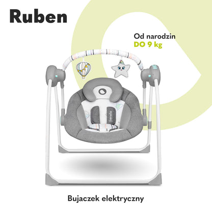 Lionelo Ruben electric baby rocker, up to 9 kg, grey-turquoise