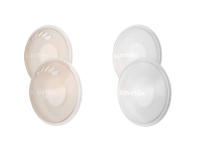 Suavinex silicone breast shield set: 2 milk collectors and 2 protective cases