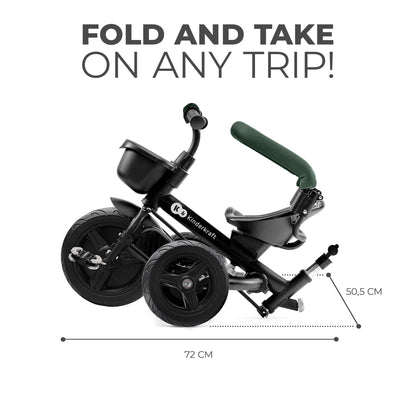 Kinderkraft AVEO foldable tricycle for 9 months – 5 years, green