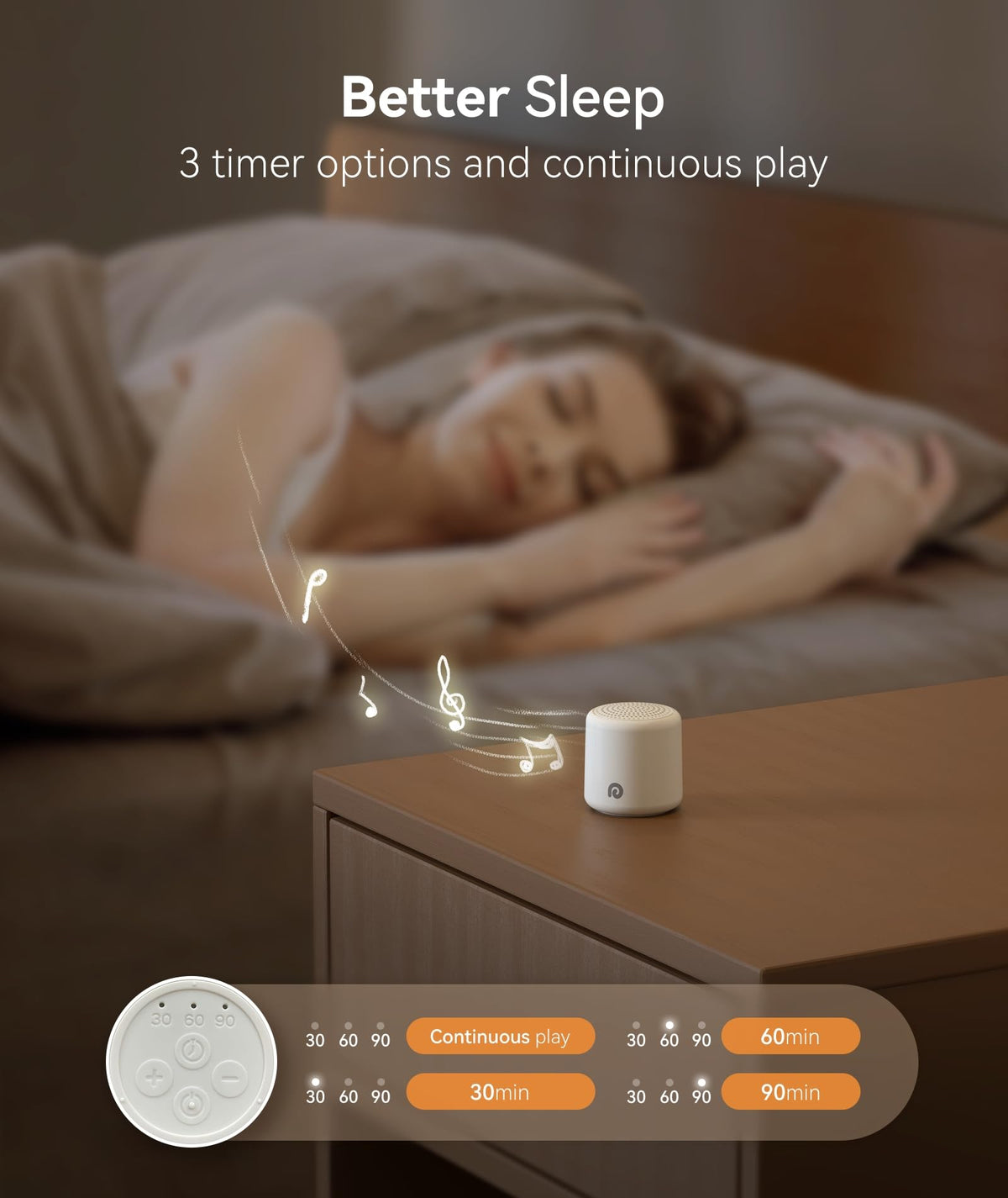Dreamegg Pocket Sleep 1 valge müra masin beebidele, USB-C, 16 heli