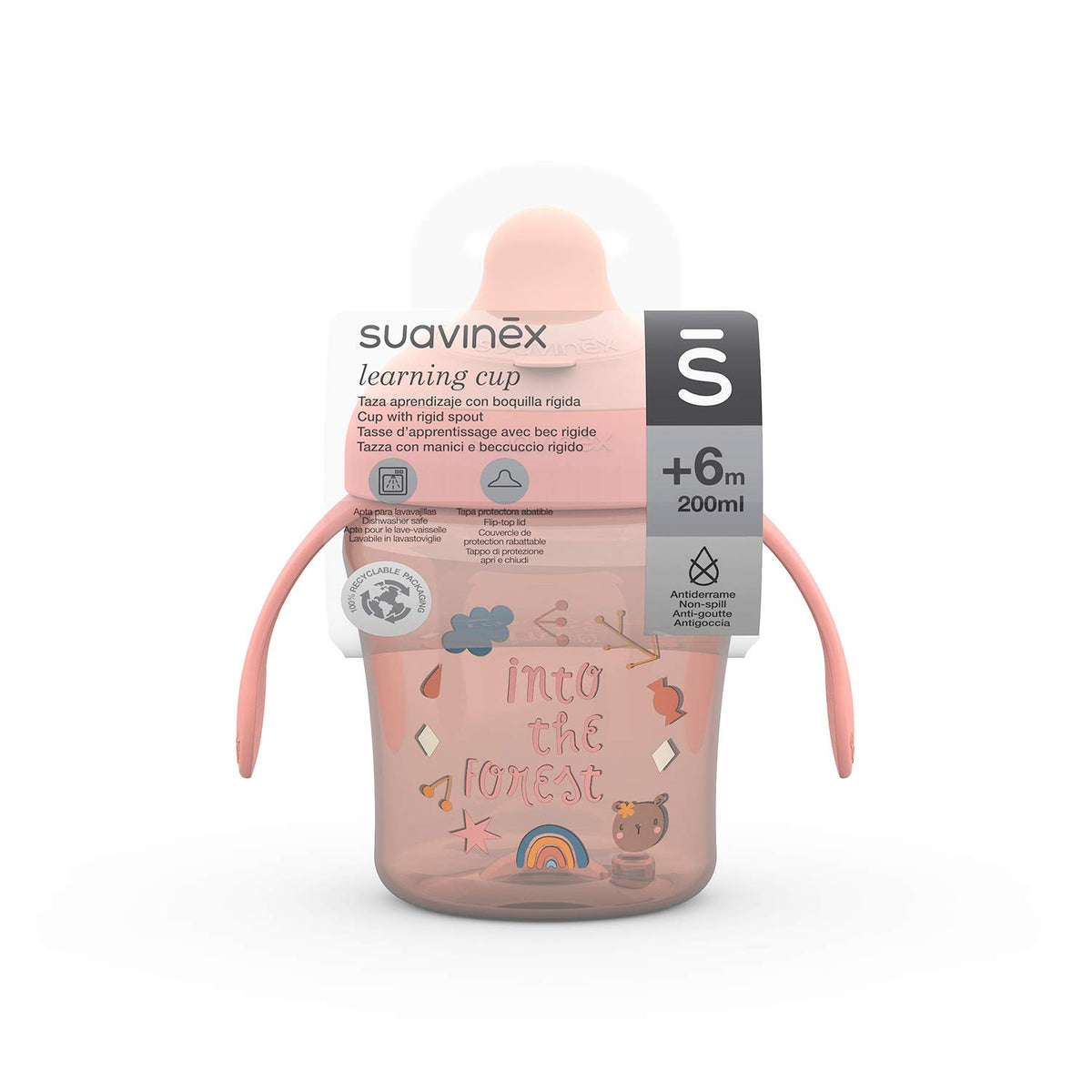 Suavinex training cup 200 ml, rigid spout, leak-proof, pink