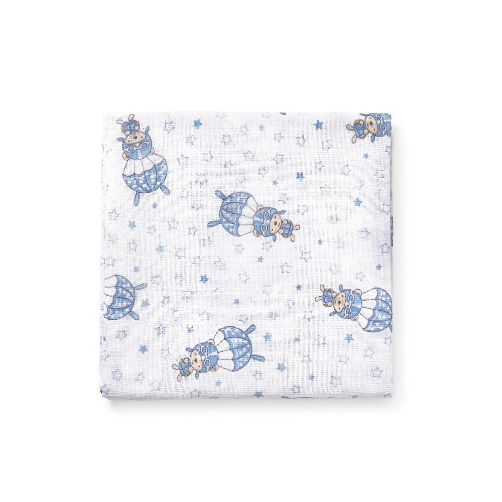 Interbaby 3-osaline musliinlappide komplekt, sinine, 80 × 80 cm