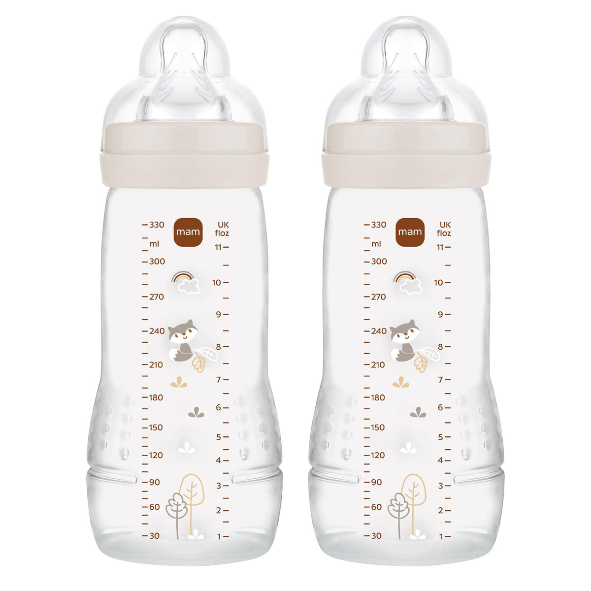 MAM Easy Active lutipudel 330 ml, 4+ kuud, 2 tk, läbipaistev