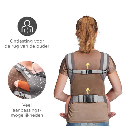 Kinderkraft NINO Confetti ergonomic baby carrier, 2 carrying positions, grey