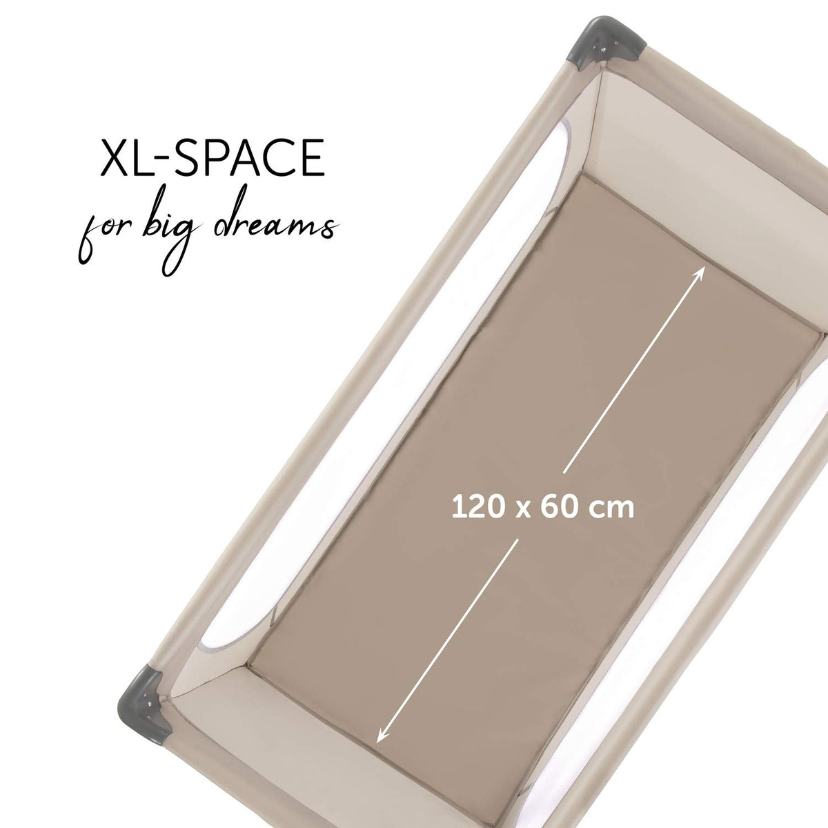 hauck Dream N Play reisivoodi ja mänguaedik, kokkupandav, 120×60 cm, beež (Beige)