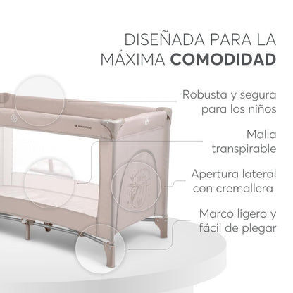 KikkaBoo SO Gifted travel cot, foldable, 120 × 60 cm, beige