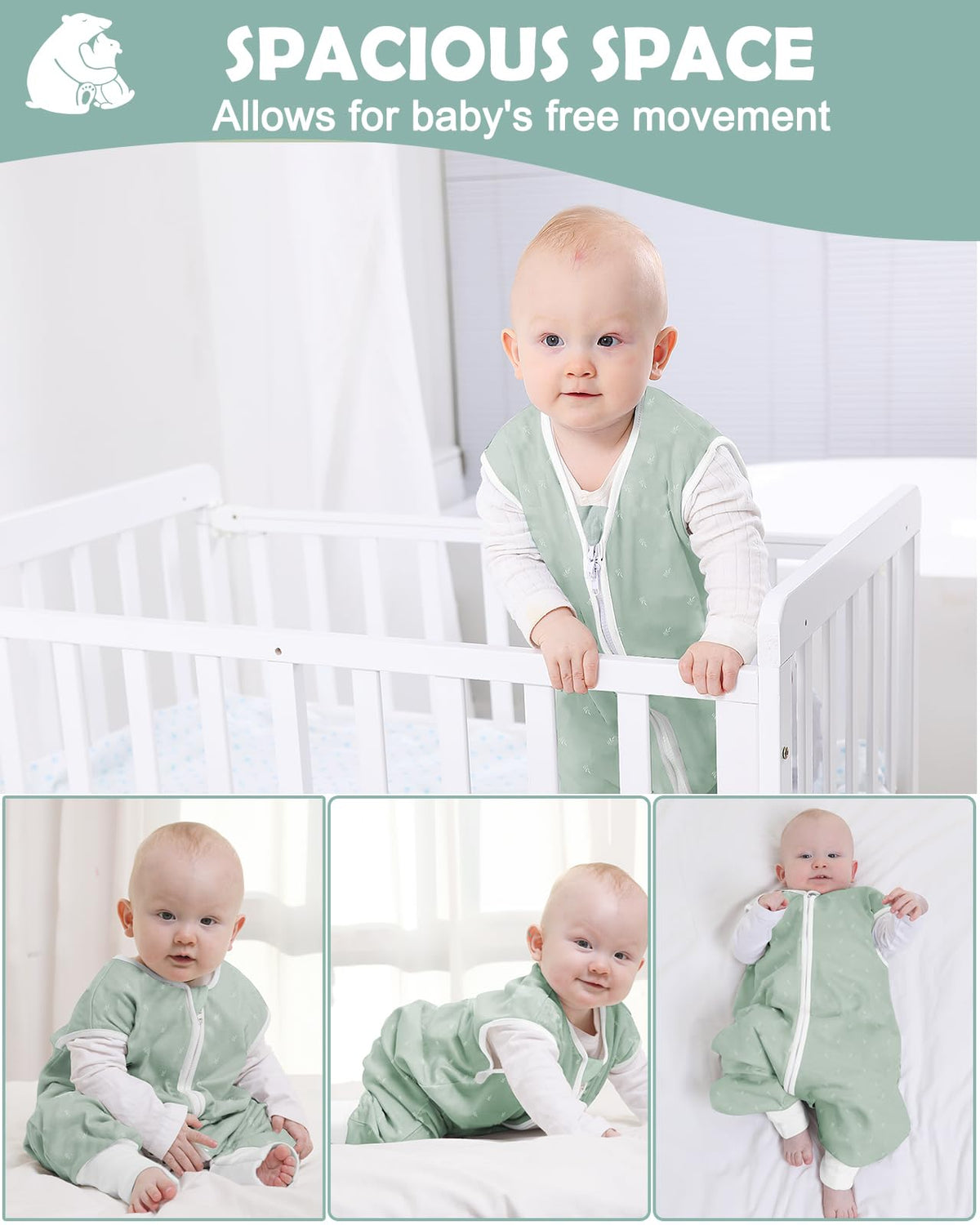Lictin summer baby sleeping bag with legs, 0.5 TOG, 100% cotton, for 3–4 year olds