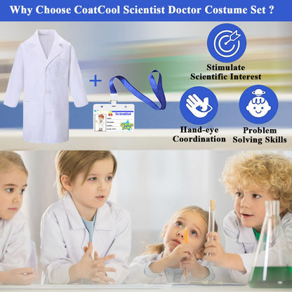 CoatCool children's scientist costume with white lab coat, 140-150cm