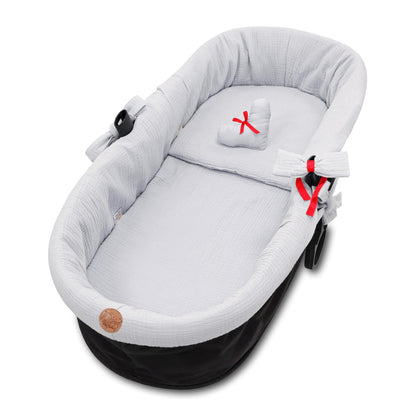 Totsy Baby muslin fabric stroller basket liner (3-piece set), gray