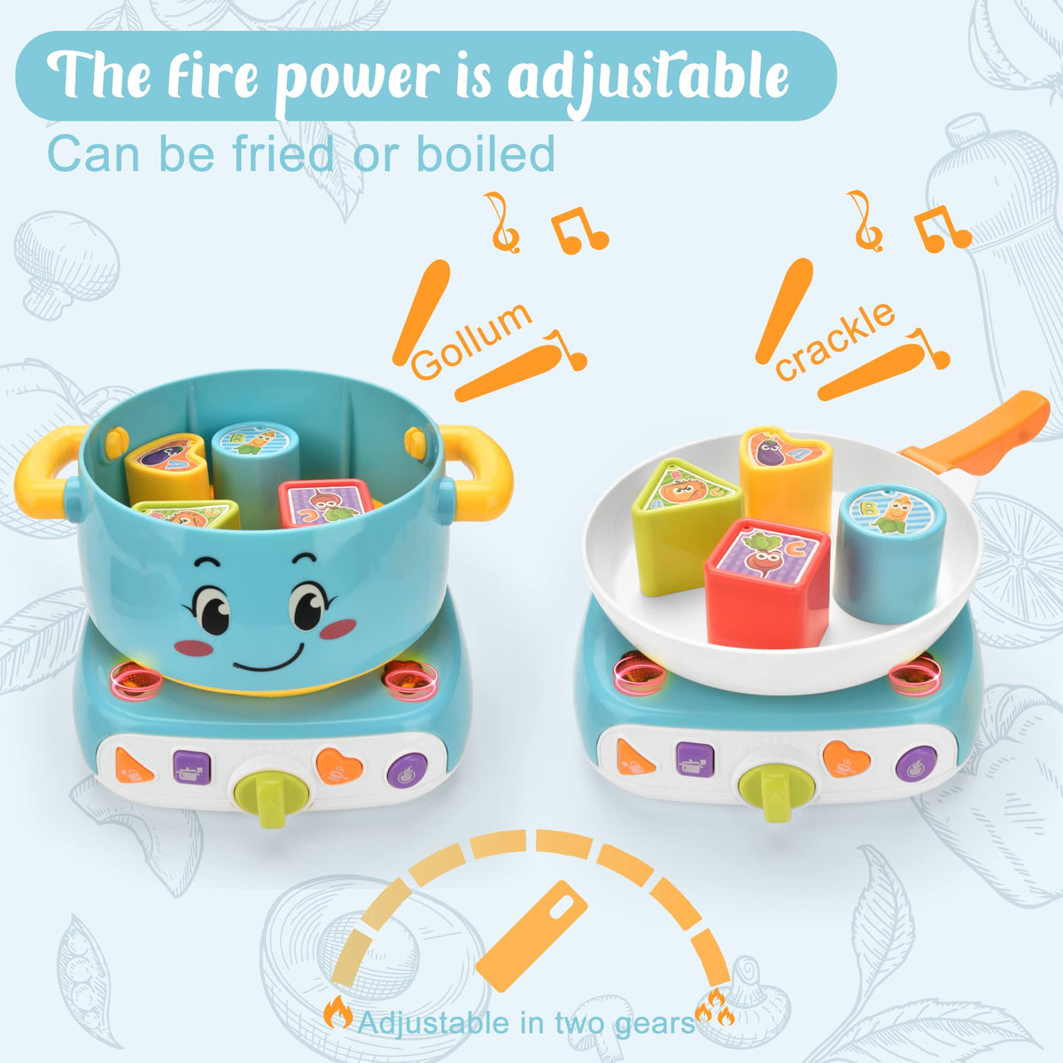 Laste kitchen utensil play set with pots and pans, 18 pcs