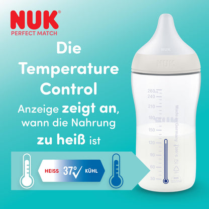 NUK Perfect Match lutipudel Tigger, 260 ml, 3+ kuud, temperatuurinäidikuga