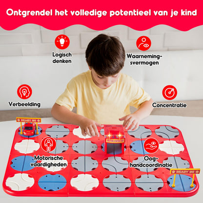 SGILE 24-piece STEM tea set design game for children's logic development, fire-fighting themed