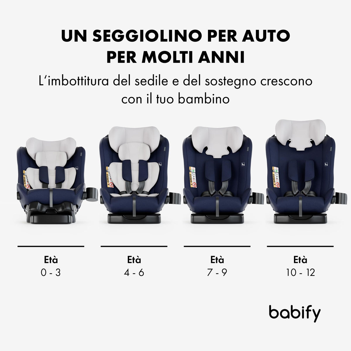 Babify 3-in-1 turvatool 40–150 cm (R129), turvavööga kinnitatav – sinine/hall