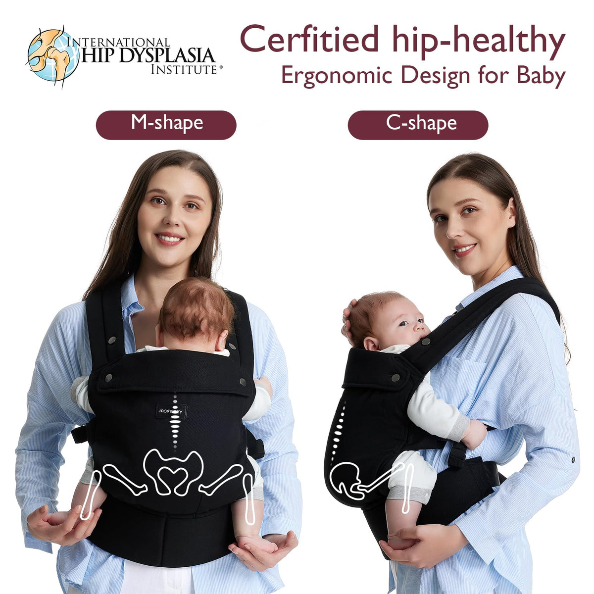 Momcozy ergonomic baby carrier – black, cotton, 3-in-1 design (7–20 kg)