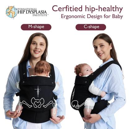 Momcozy ergonomic baby carrier – black, cotton, 3-in-1 design (7–20 kg)