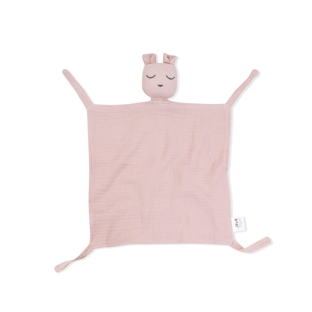 Interbaby gift set: doudou cuddly toy, baby bib, and teething ring, pink