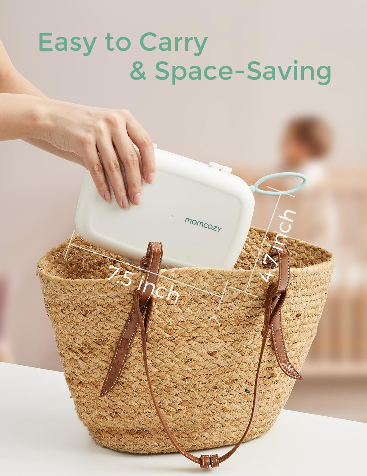 Momcozy 7-in-1 baby bottle cleaning set with silicone brushes and drying rack, green
