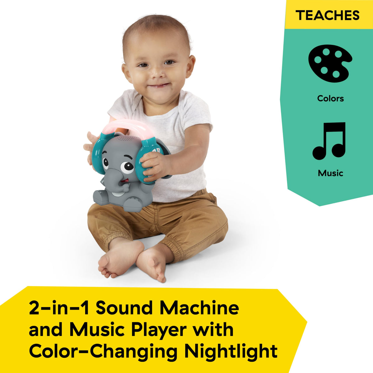 Baby Einstein Earl the Elephant Bluetooth soother and night light, gray