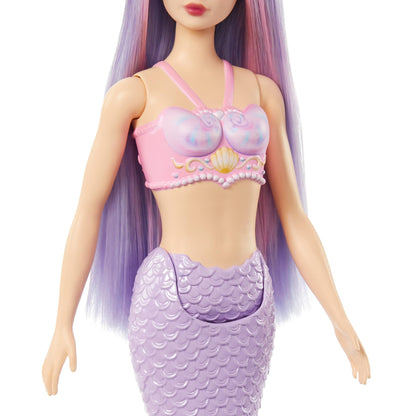 Barbie merineitsiga nukk lavendlililla saba ja roosakas-lilla juuksevärviga