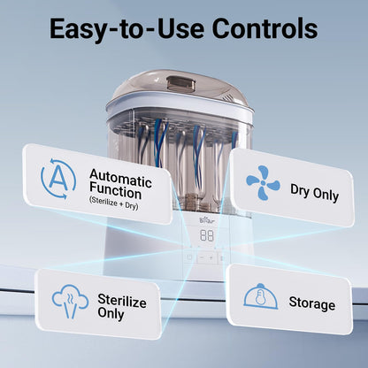 Bear electric bottle sterilizer and dryer, 2-layer, gray