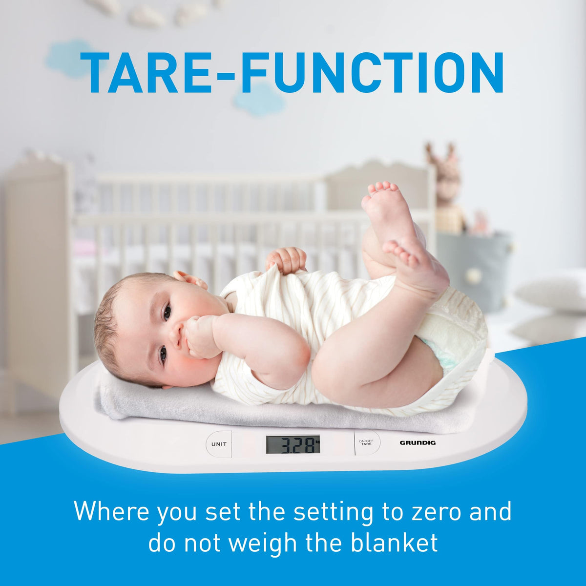 Grundig digital baby scale with 10 g accuracy, up to 20 kg, white