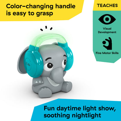 Baby Einstein Earl the Elephant Bluetooth soother and night light, gray