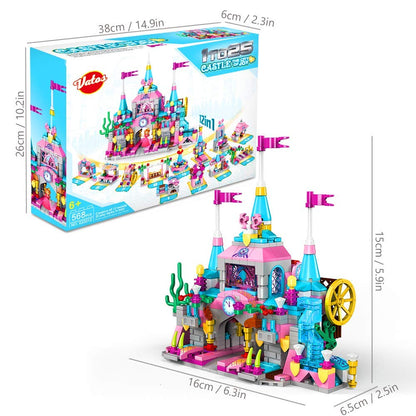 VATOS 568-piece princess castle building block set, 25 models, for children aged 6–12 years