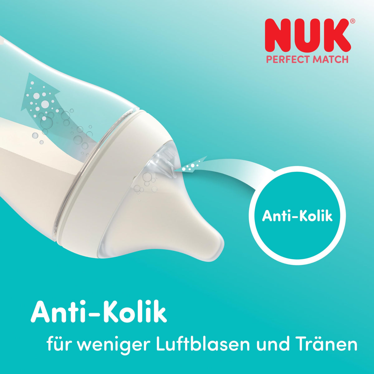 NUK Perfect Match lutipudel 3+ kuud 260 ml Temperature Control, 3 tk, jõehobu