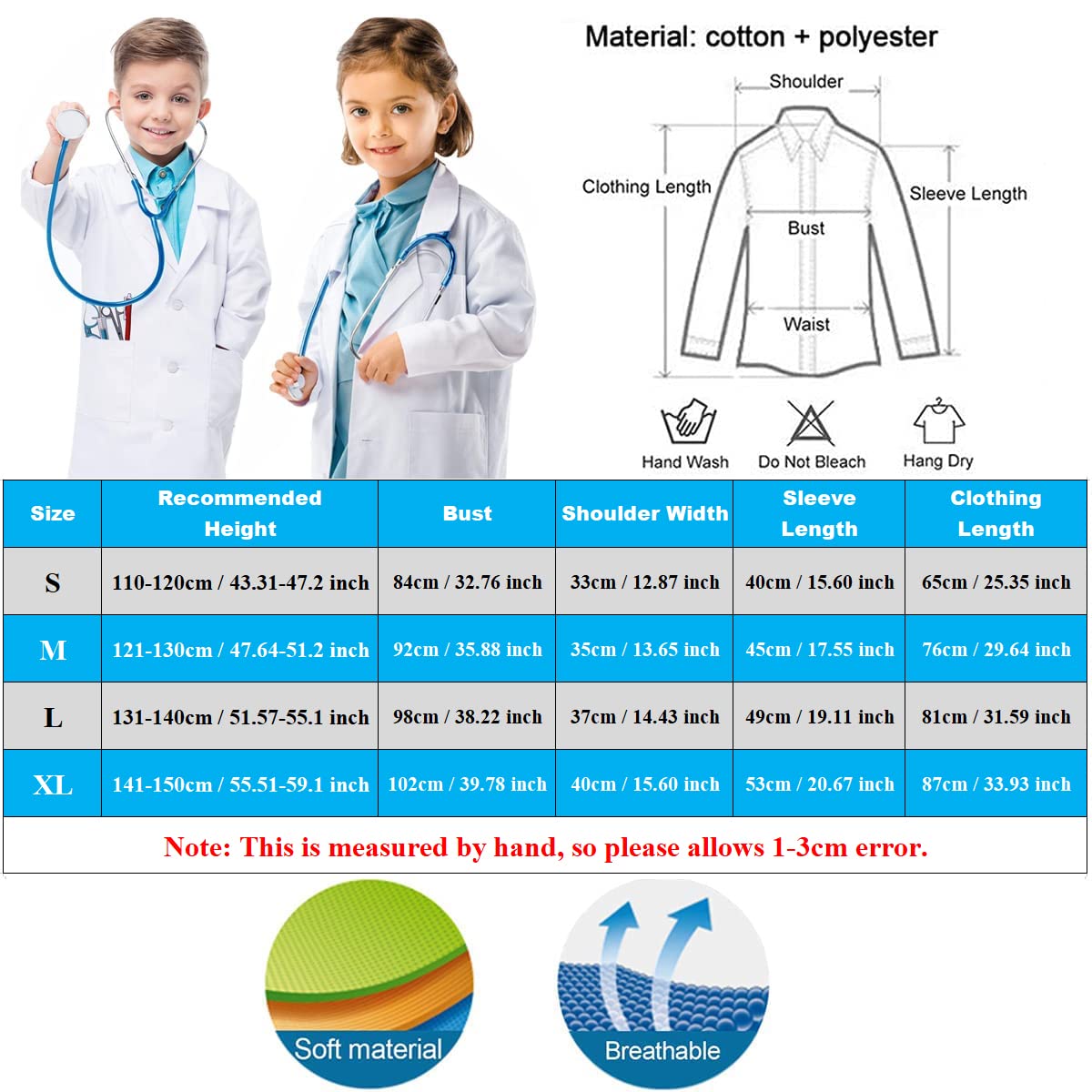CoatCool children's scientist costume with white lab coat, 140-150cm