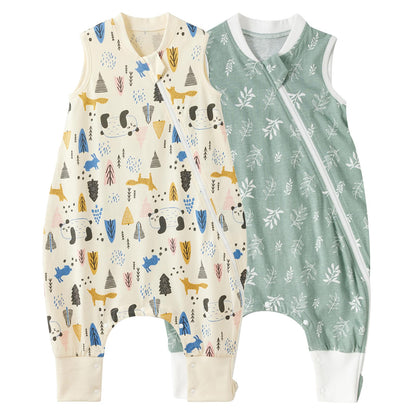 Duomiaomiao unisex baby sleeping bag with legs, size L, cotton, spring/summer (2 pcs)
