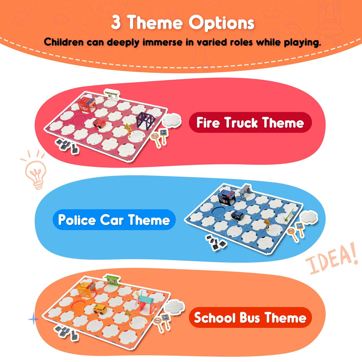 SGILE 24-piece STEM tea design game for children, school bus themed