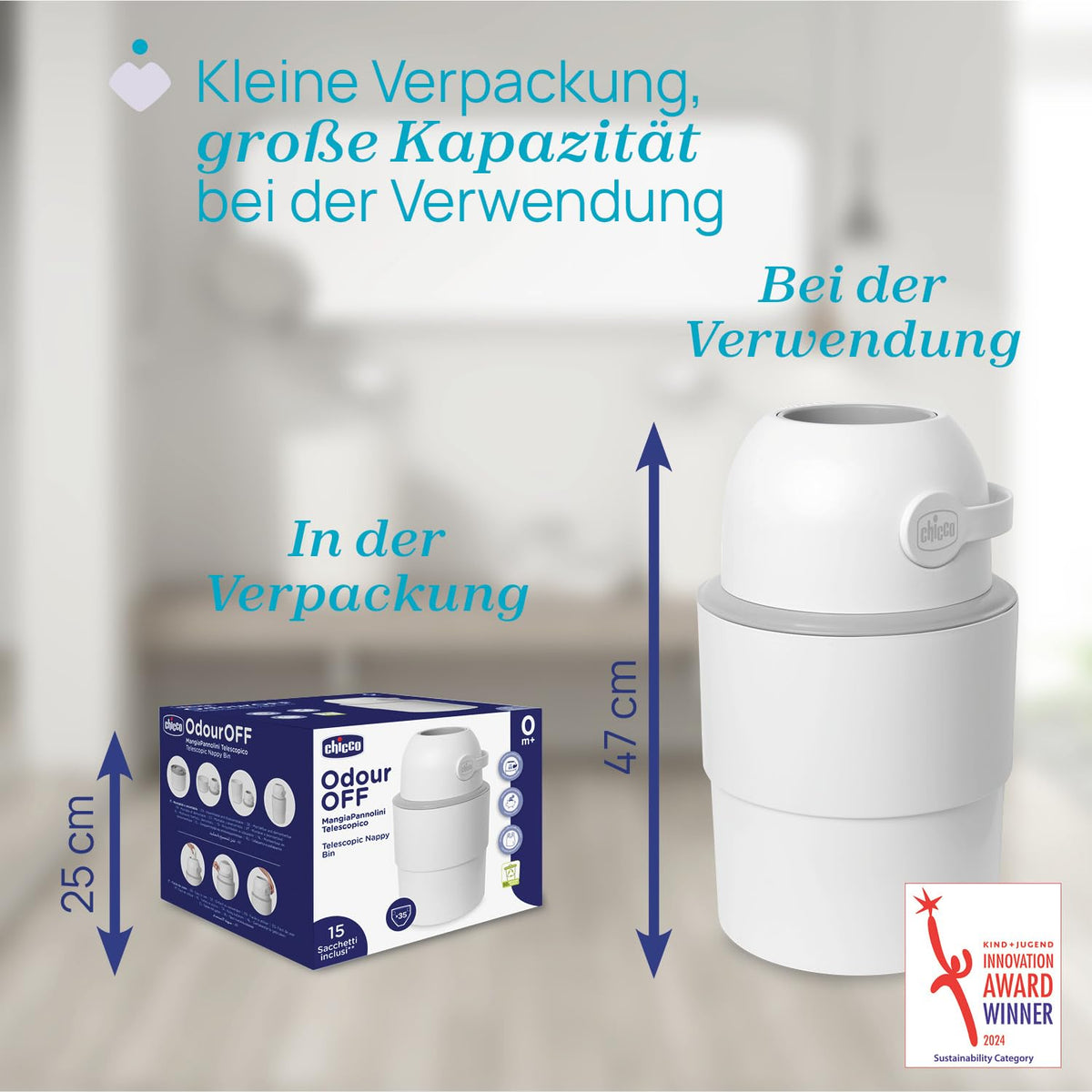 Chicco Compact Odor Control mähkmeämber, kokkupandav, valge