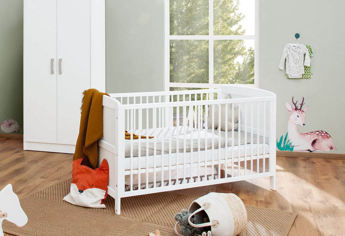 Pinolino children's bed Viktoria (140 × 70 cm), white, adjustable + mattress