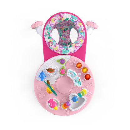 Bright Starts Around We Go Tropic Coral 2-in-1 play center and activity table, pink