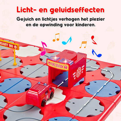 SGILE 24-piece STEM tea set design game for children's logic development, fire-fighting themed