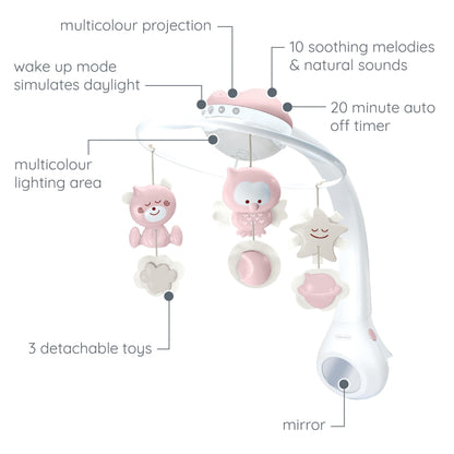 Infantino 3-in-1 projector music crib carousel Dusty Rose