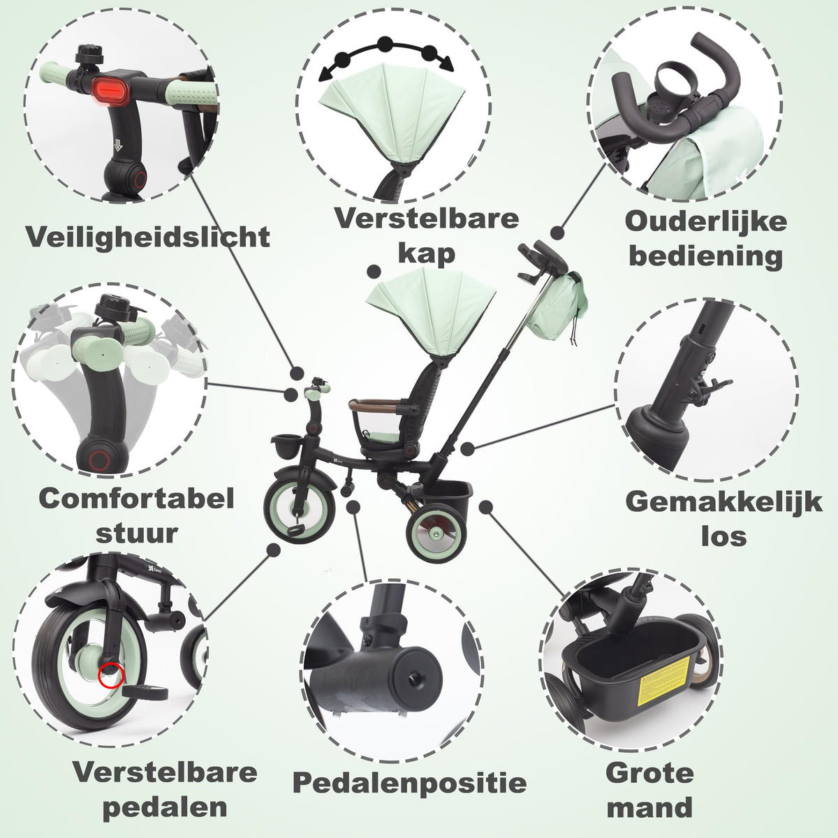 Twinly SAMI three-wheeled bike for children, swivel seat and foldable frame