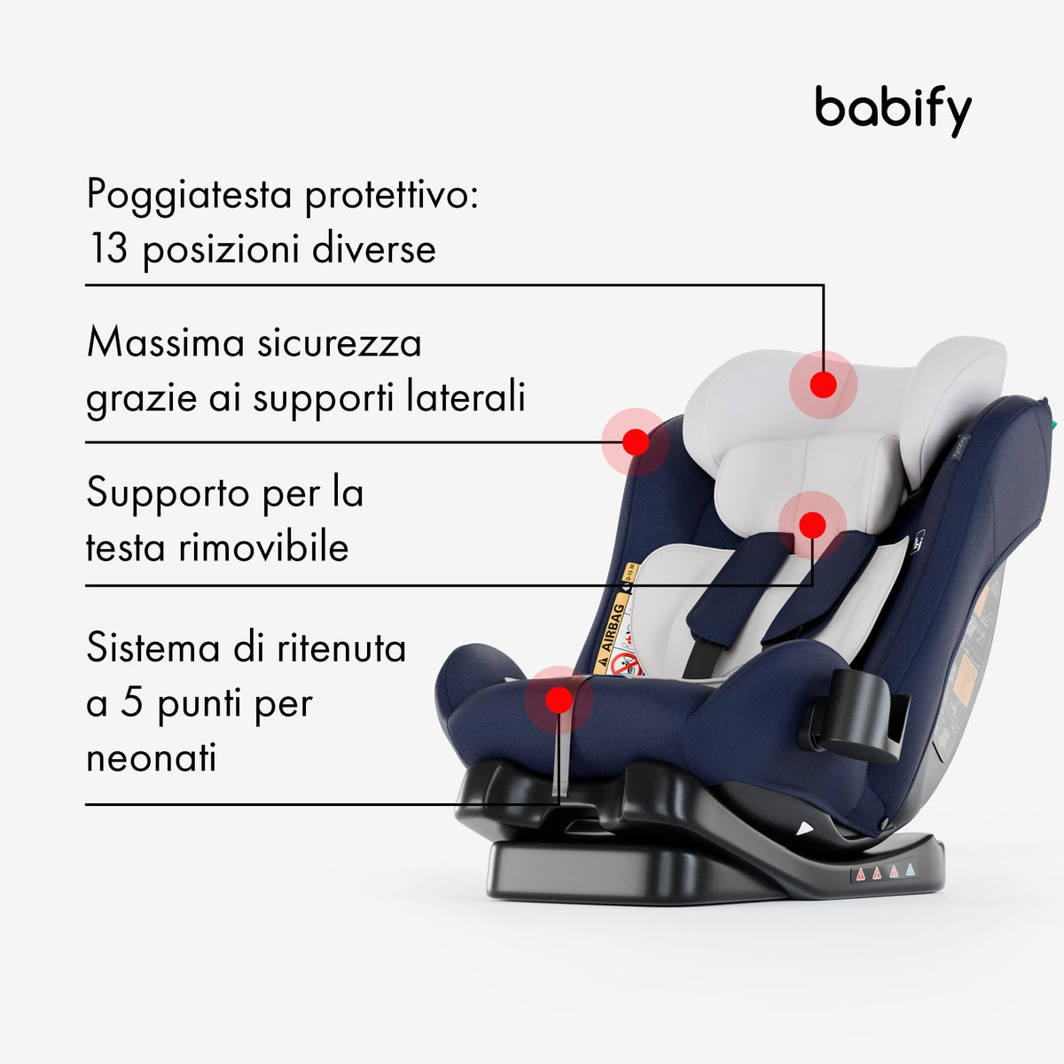 Babify 3-in-1 turvatool 40–150 cm (R129), turvavööga kinnitatav – sinine/hall