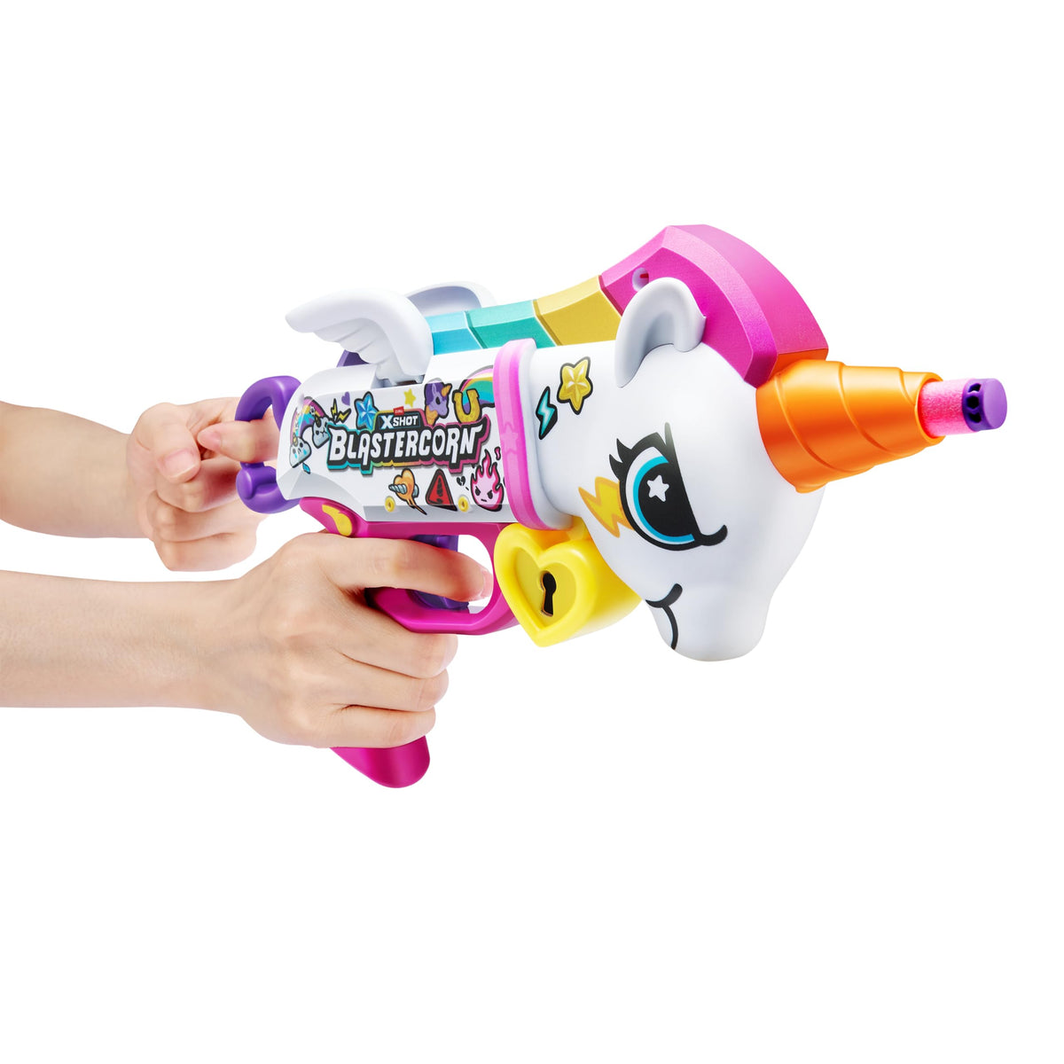 XShot Blastercorn ükssarvikuteemaline mängurelvade komplekt, 2 blastrit ja 32 Air Pocket noolt (36761)