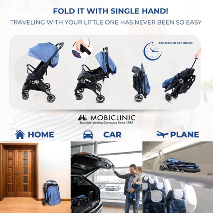 Mobiclinic ultra-compact lightweight stroller Trip, blue