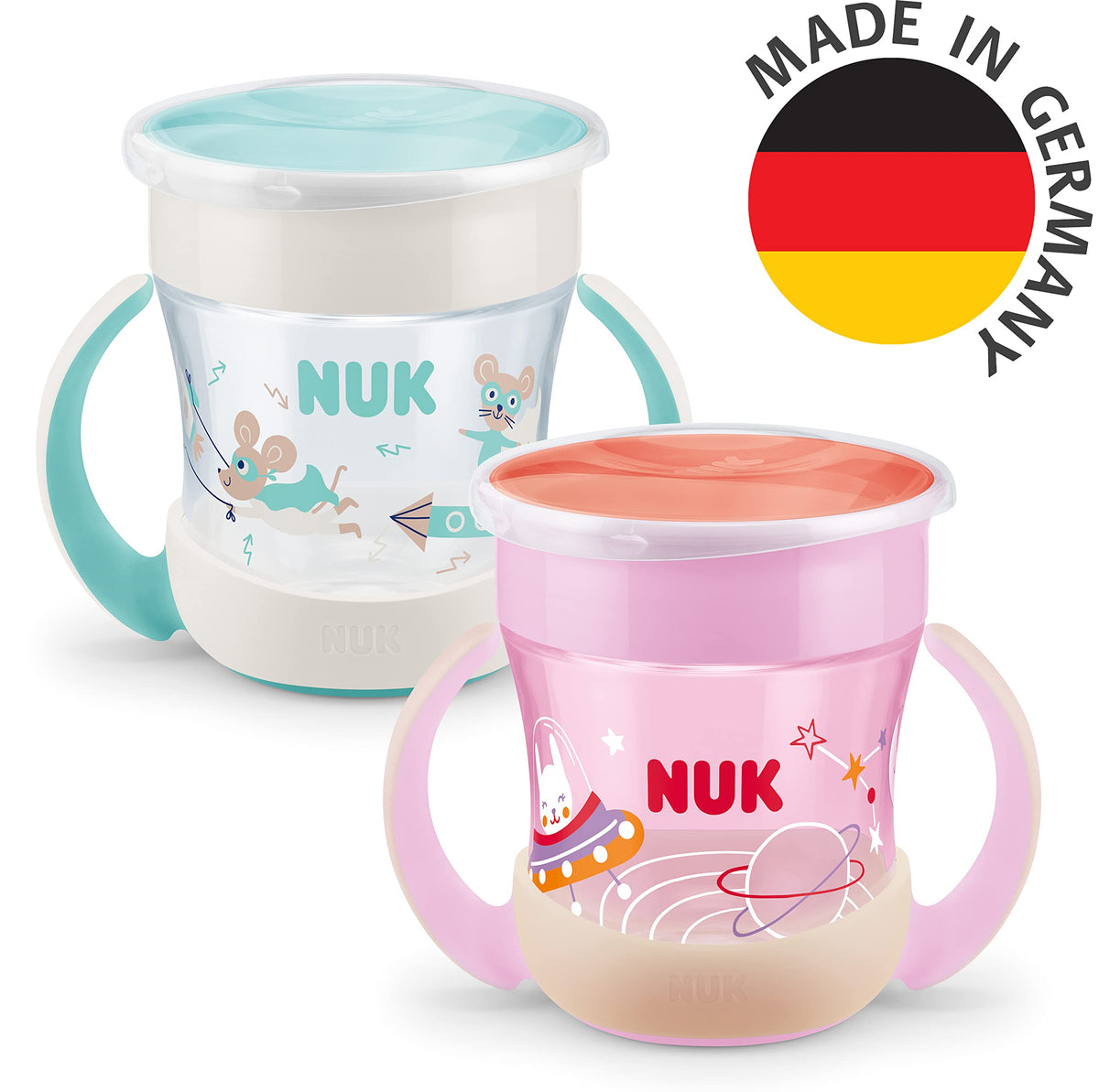 NUK Mini Magic Cup Night drinking cup 160 ml (2 pcs) – pink/green, glows in the dark