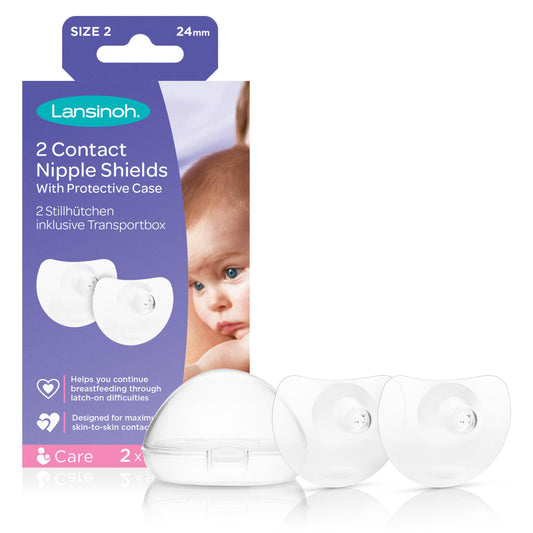 Lansinoh contact nipple shields with case, 24 mm, transparent