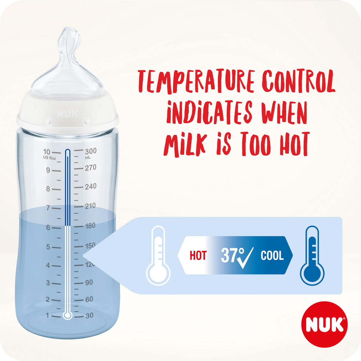 NUK First Choice+ Perfect Start baby bottle set, 0–6 months, heart-shaped, white