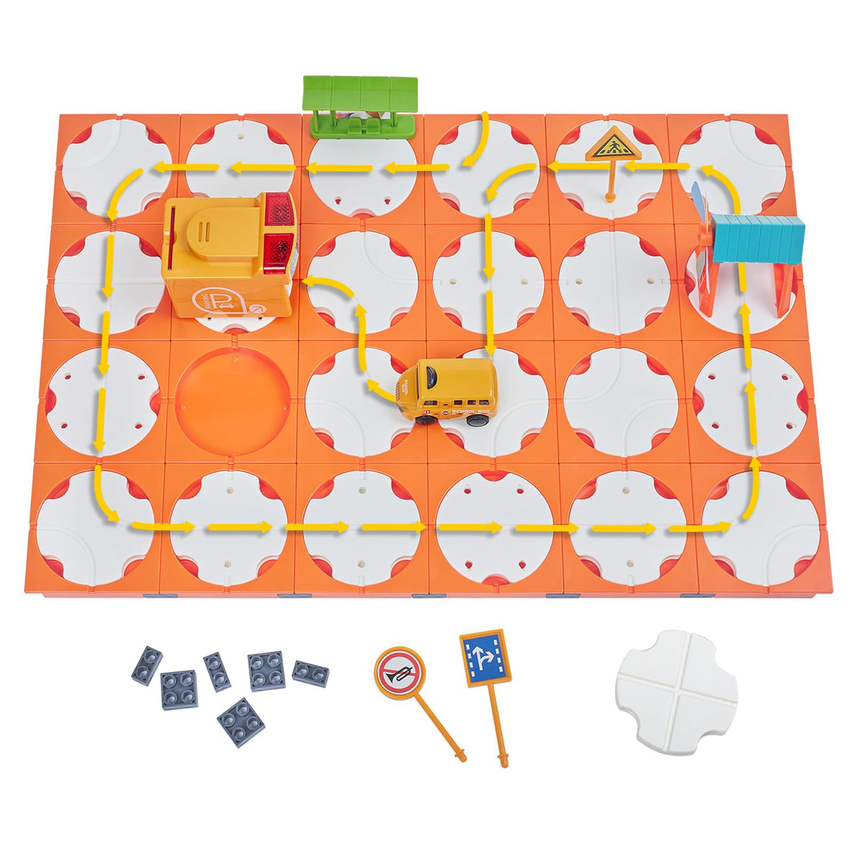 SGILE 24-piece STEM tea design game for children, school bus themed
