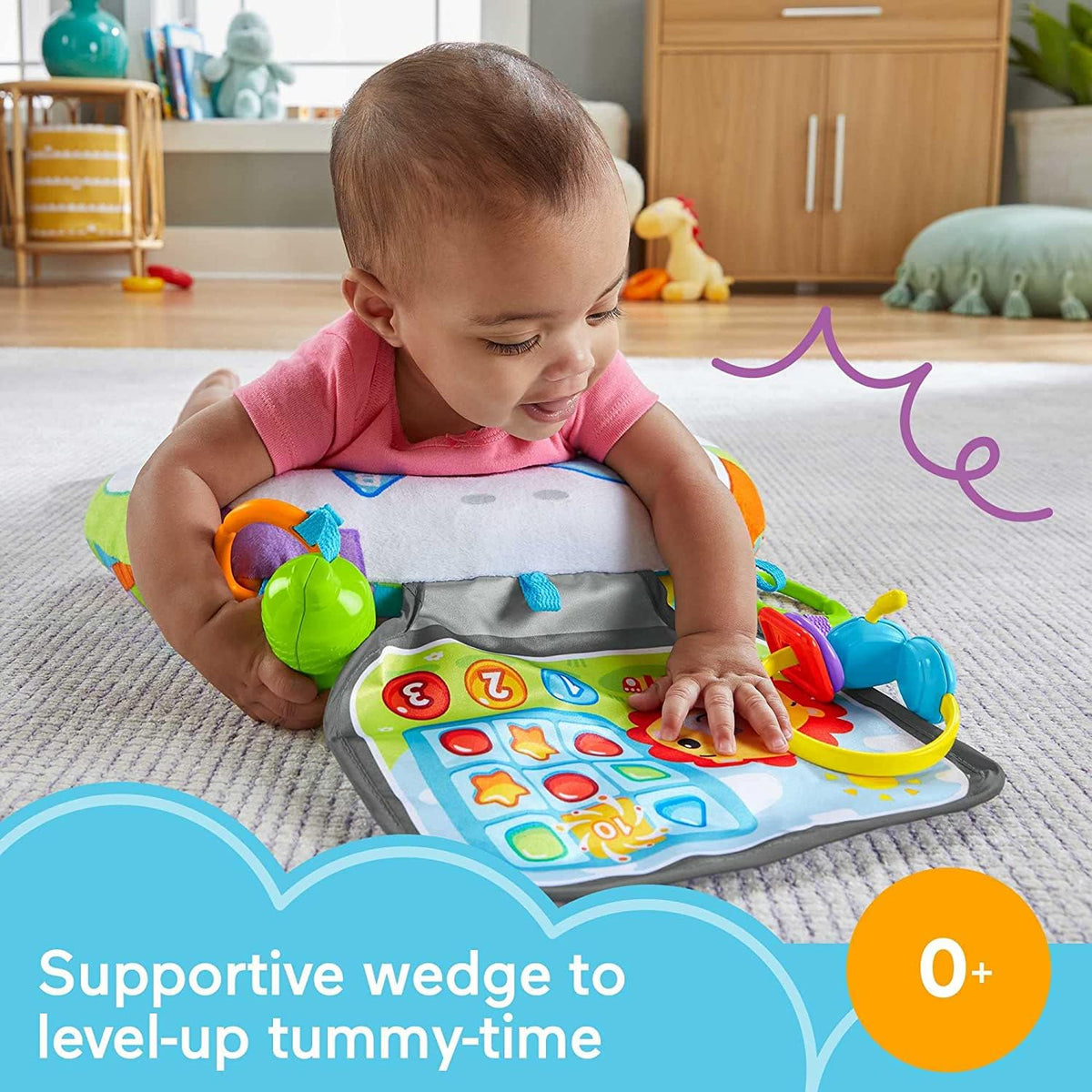Fisher-Price Littlest Gamer tummy time seat with toys for newborns