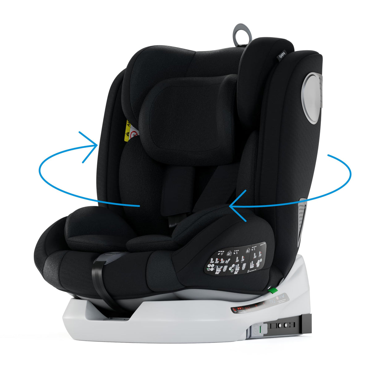 Babify Onboard 360° rotating car seat, Isofix, i-Size 40–150 cm, black/dark grey