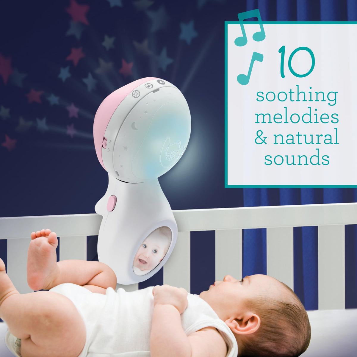 Infantino 3-in-1 projector music crib carousel Dusty Rose